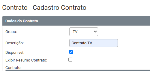 Cadastro Contrato TV