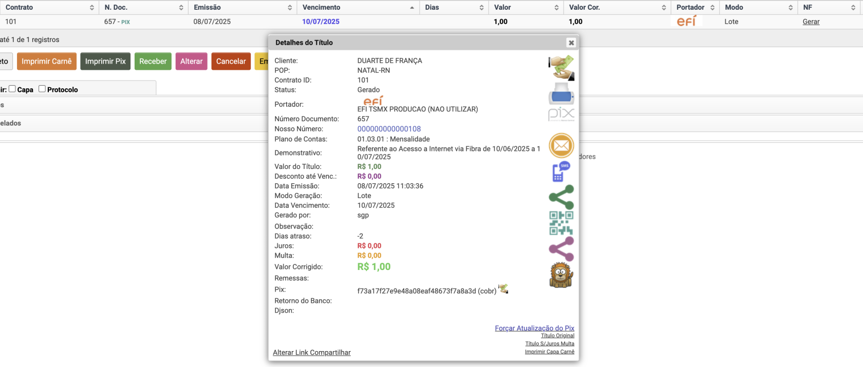 Título recorrente cobr